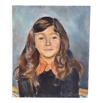 Oil portrait signed Helen Clément