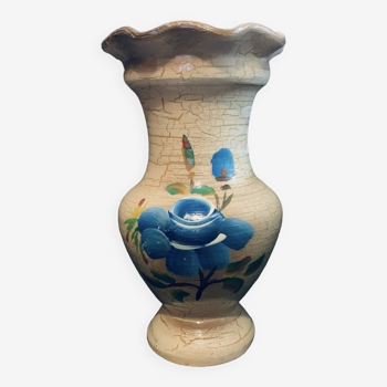 Vase fleuri peint à la main France style ancien vintage