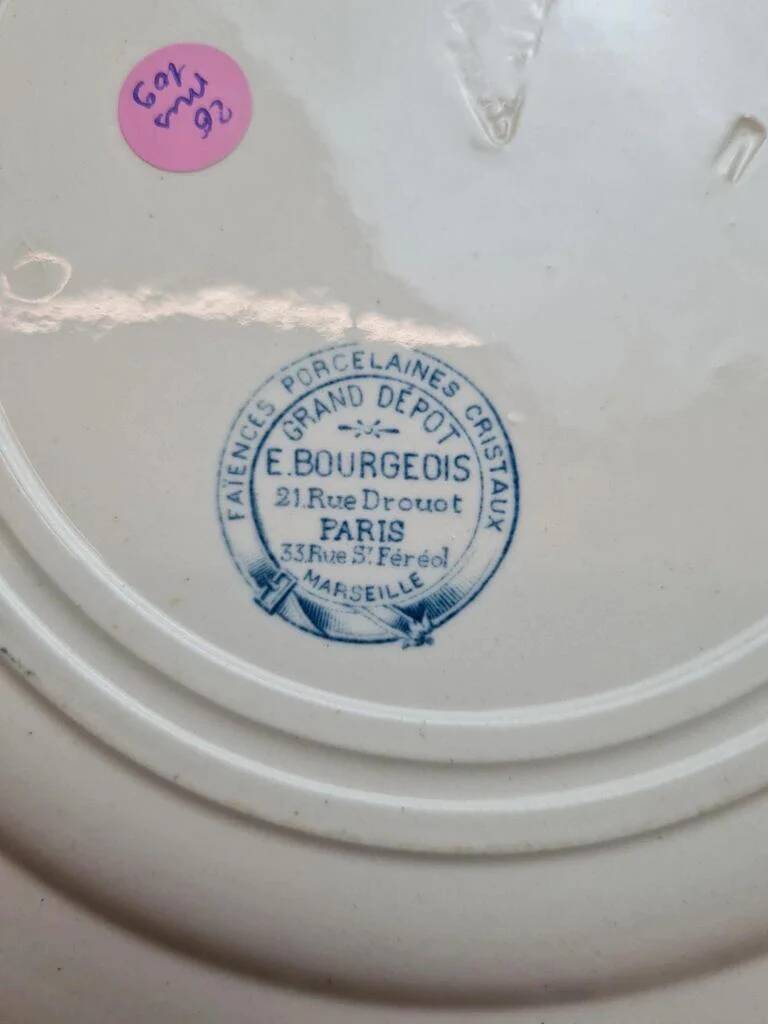Antique plate Gien 19th century – Grand Dépôt E. Bourgeois Paris – Ironstone
