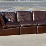 Modular sofa made up of 3 leather armchairs. Circa 1970