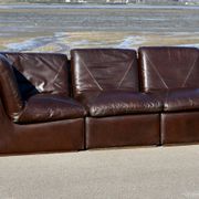Modular sofa made up of 3 leather armchairs. Circa 1970