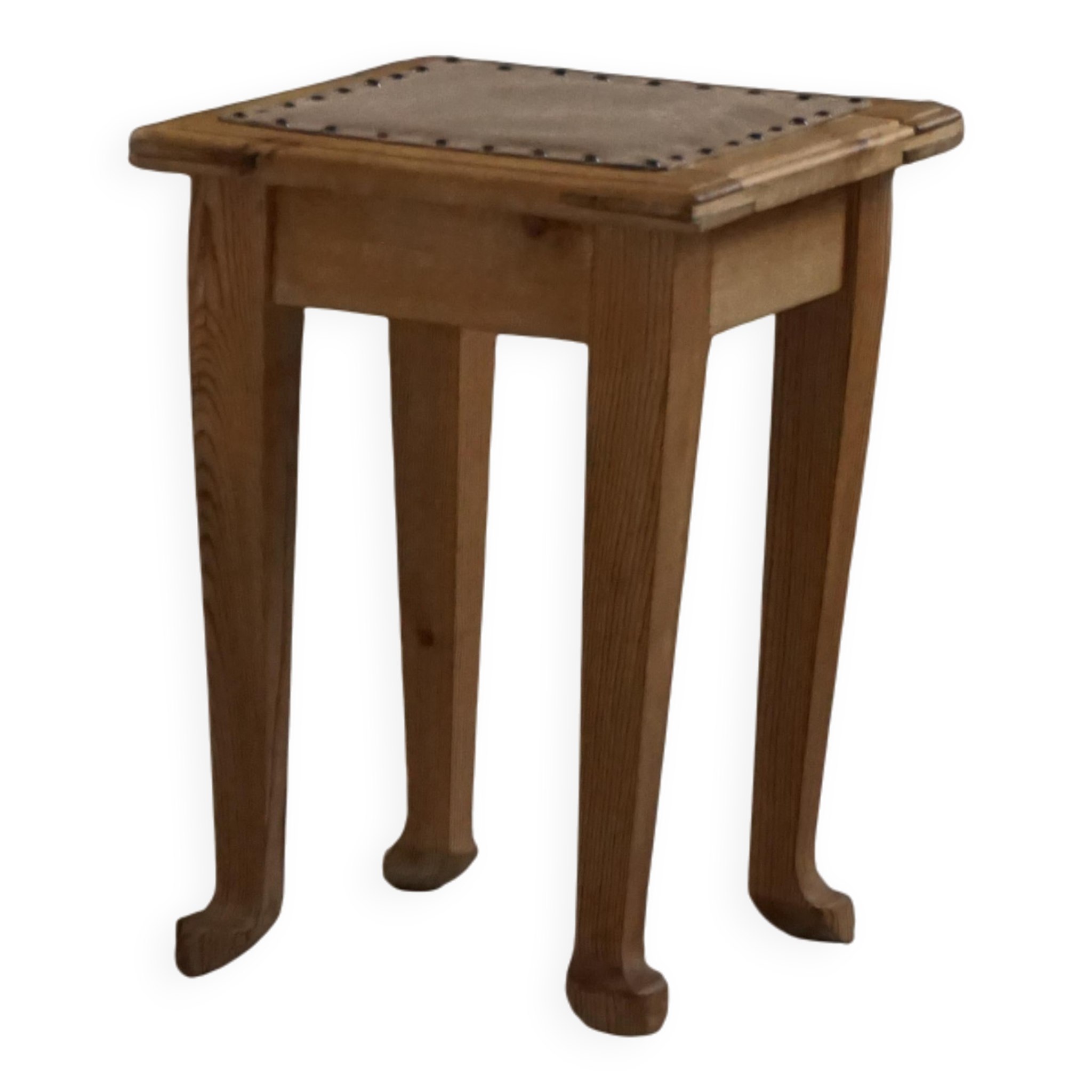 A pair of antique Danish pine stools from the late 19th century.