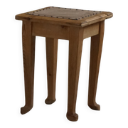 A pair of antique Danish pine stools from the late 19th century.