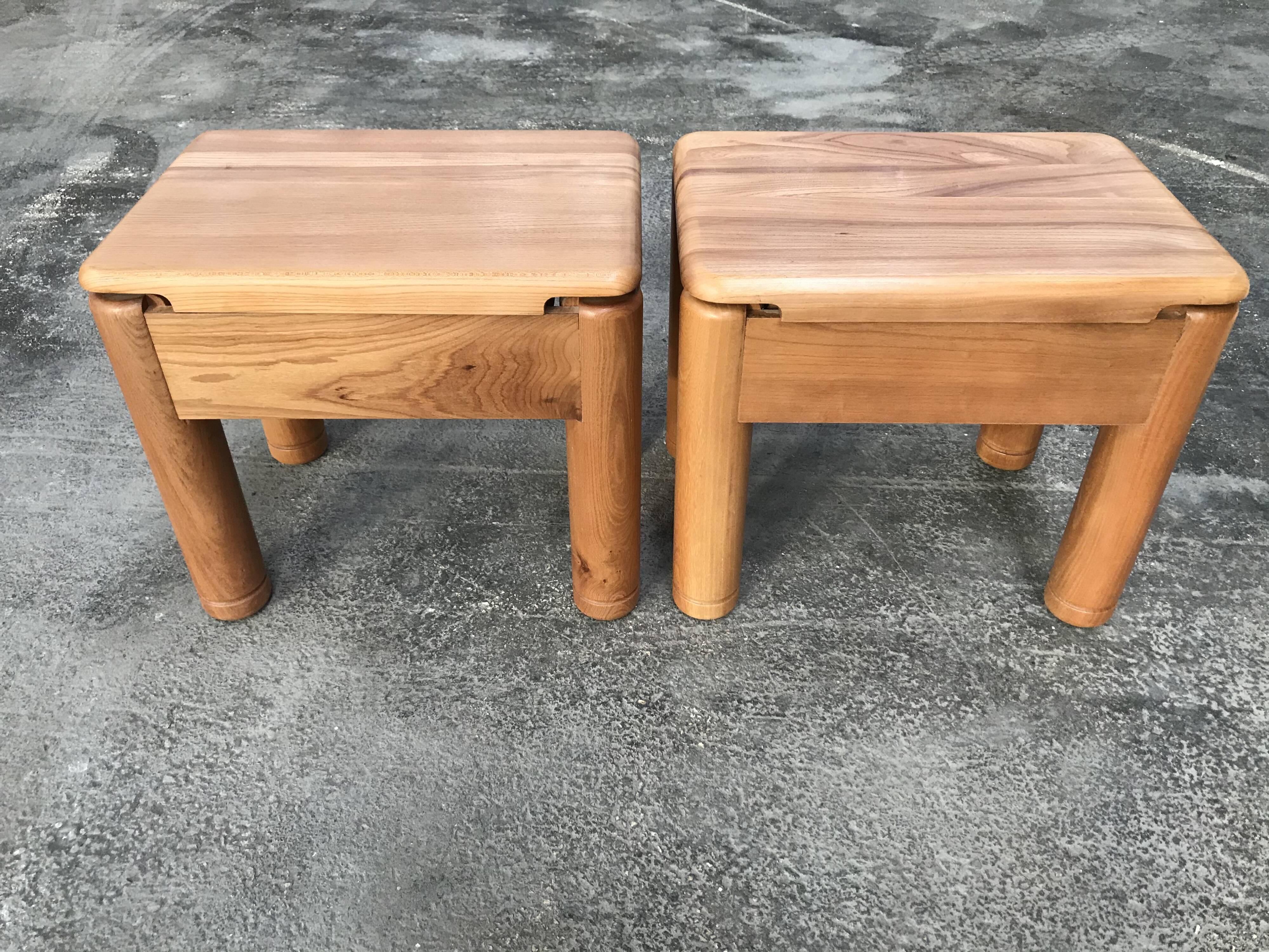 Pair of vintage elm bedsides