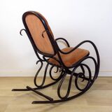 Bentwood pink capitonnée upholstered rocking chair for gasisa, spain, 1960's