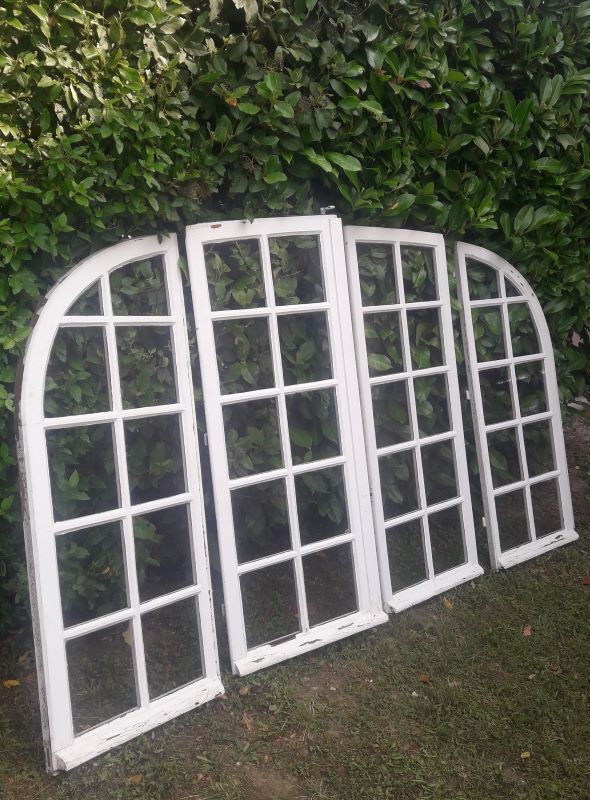 Glass window h146xl227 in arched oak