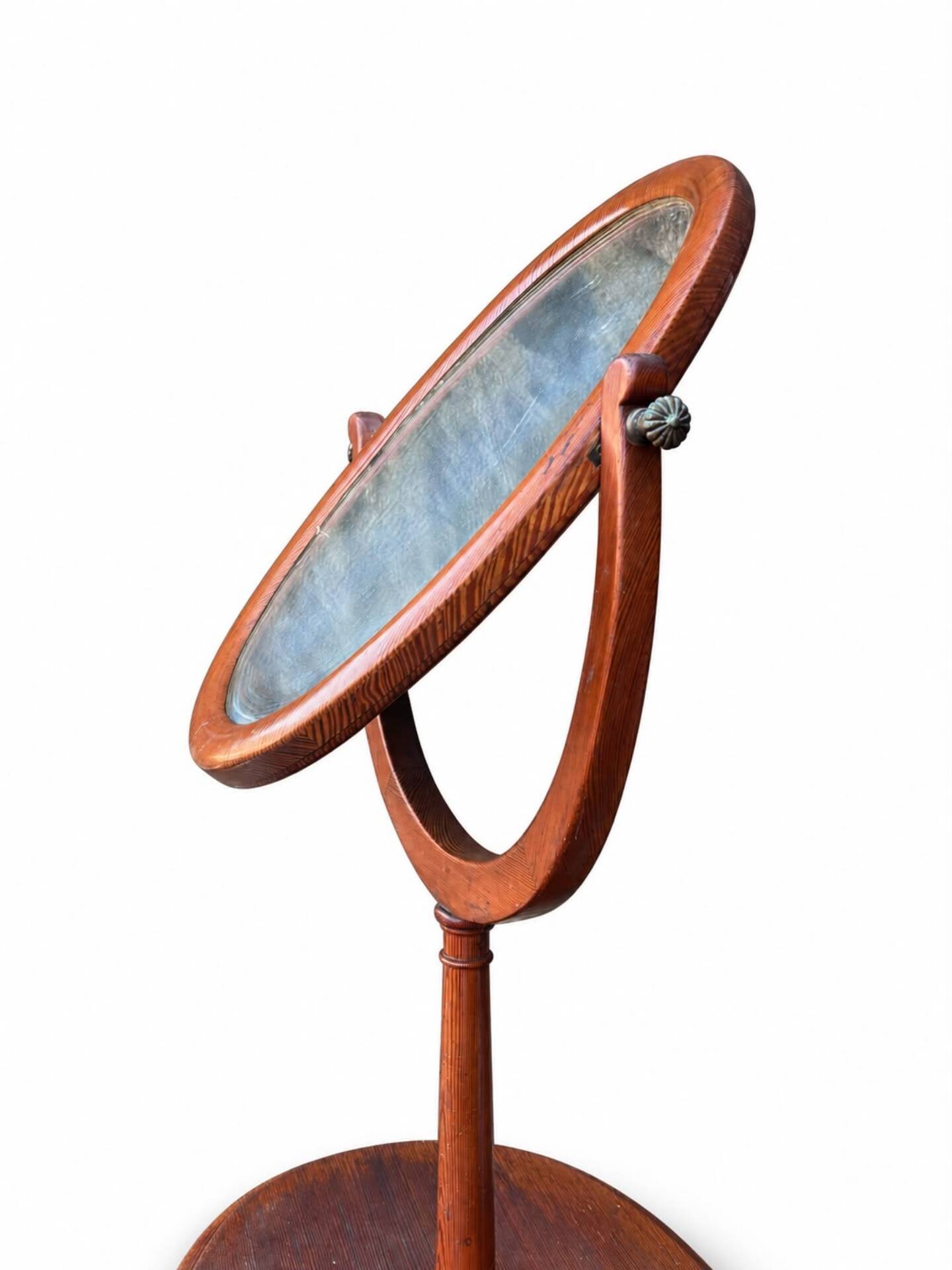 Barber's or shaving mirror on a Victorian stand. 19th century.
