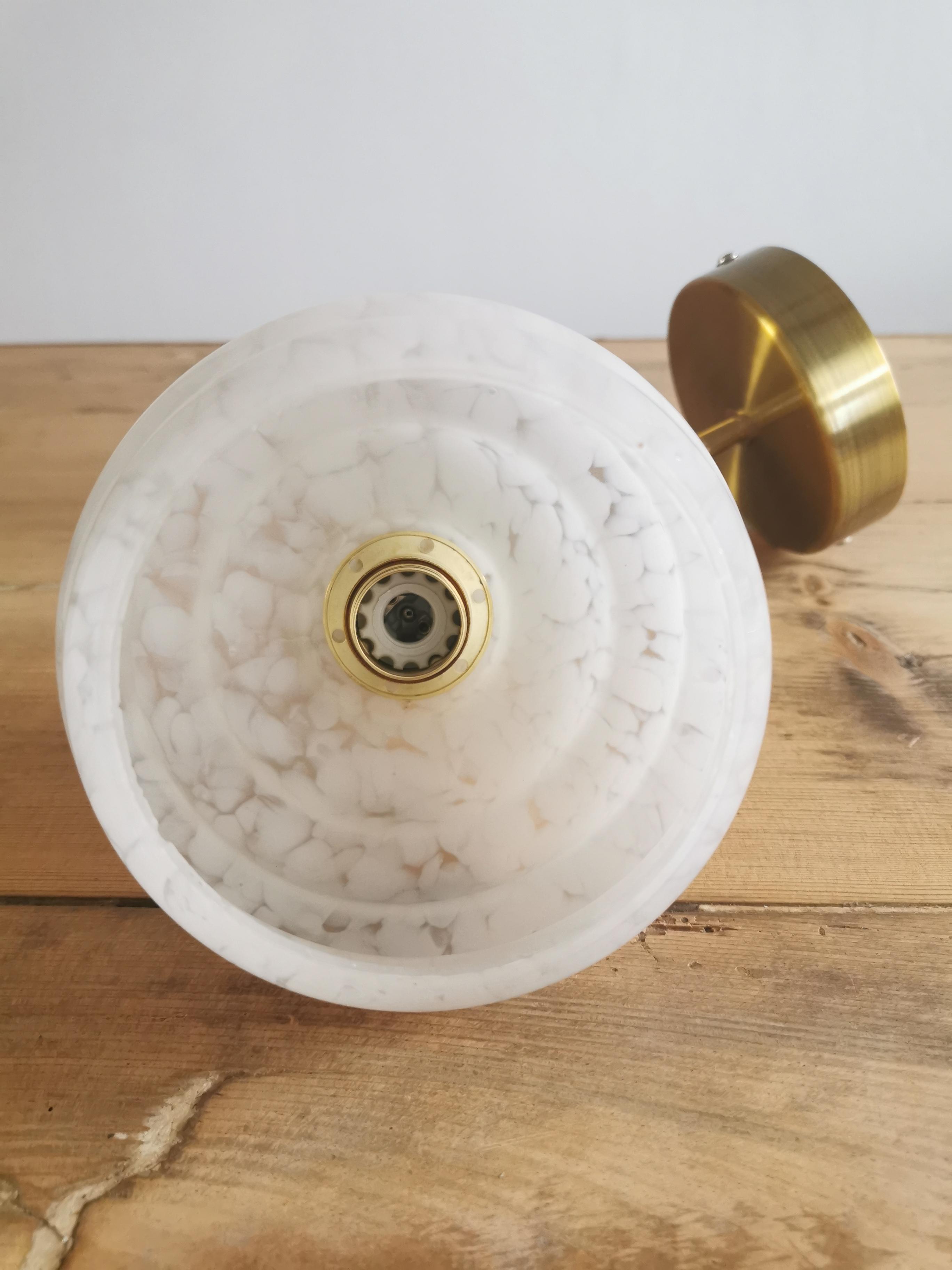 Vintage lampshade wall lamp in white Clichy glass