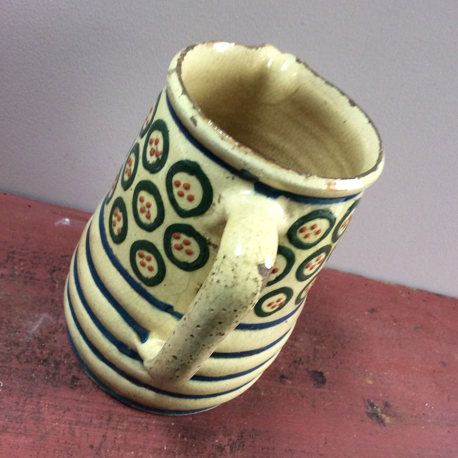 Glazed pottery pitcher