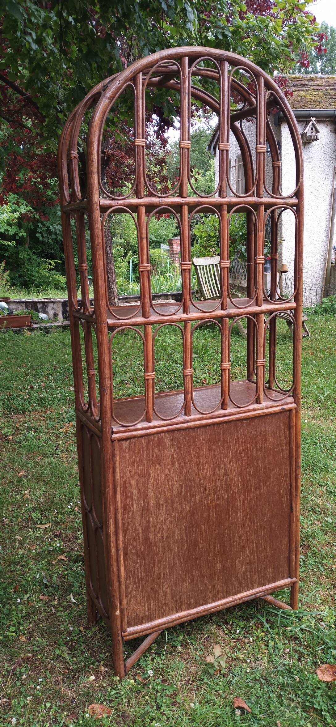 5-tier rattan bookcase shelf