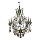 Large Crystal Multicolored Chandelier 1950’s