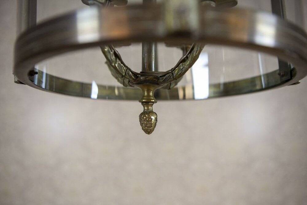 Mid-Century Metal & Glass Pendant Lamp