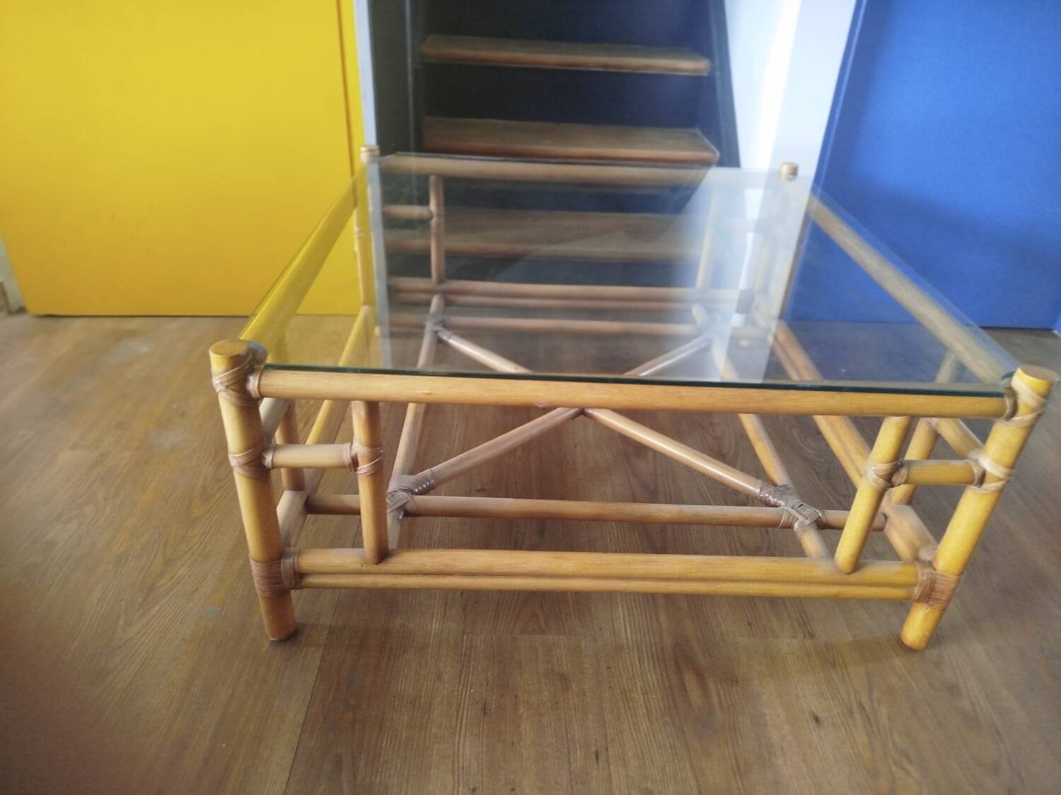 Gasparucci Italo design rattan coffee table, 1970s