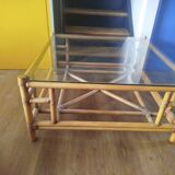 Table basse en rotin design Gasparucci Italo, Années 1970