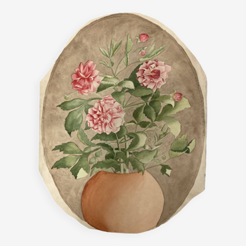 Aquarelle aux bouquets de roses vintage