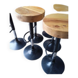 6 high bar stools wood and metal