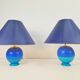 Lampes de table sphériques en céramique bleue vintage, années 1970, ensemble de 2