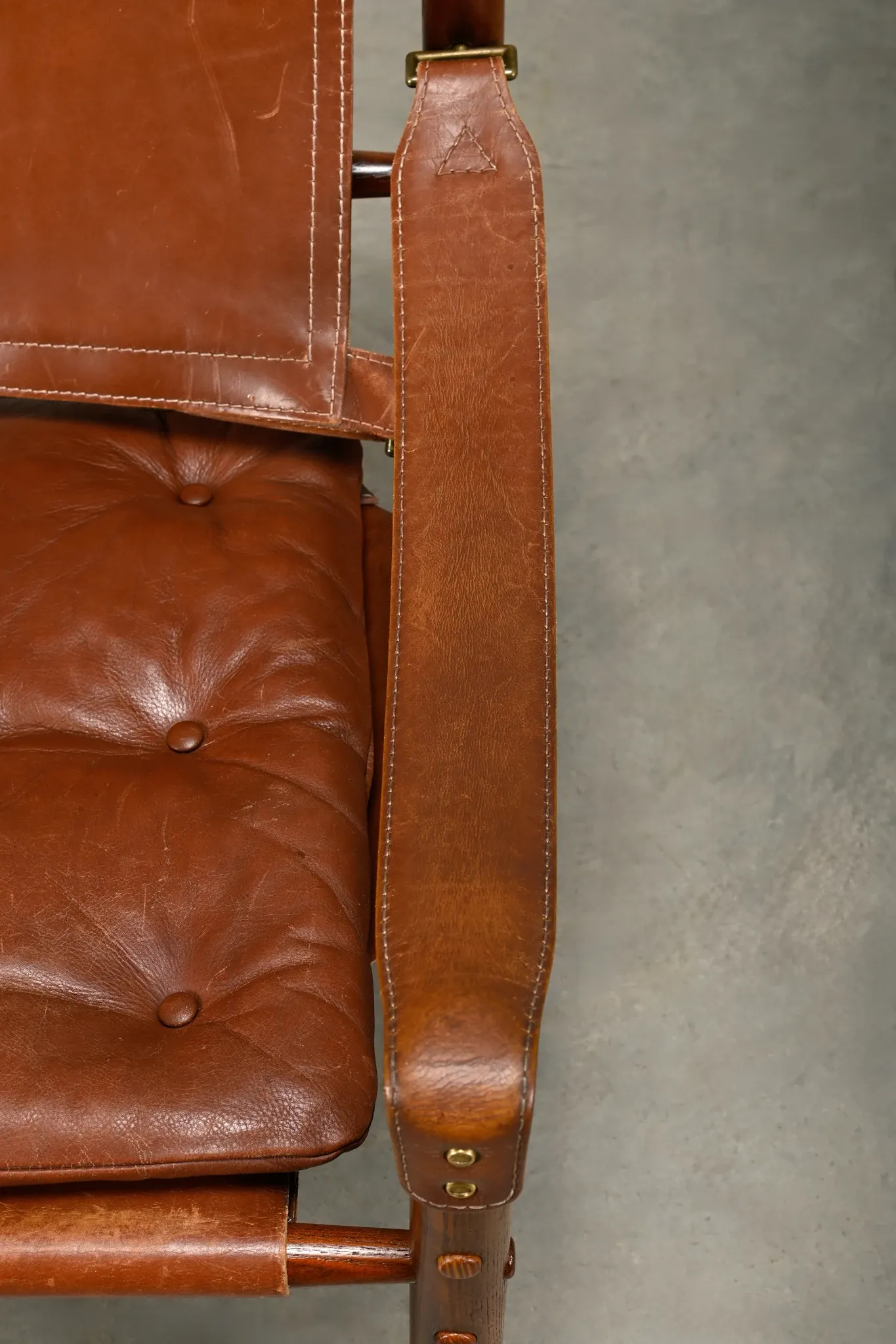 Arne Norell Sirocco Safari Lounge Chair in stained Ash and Brown Leather