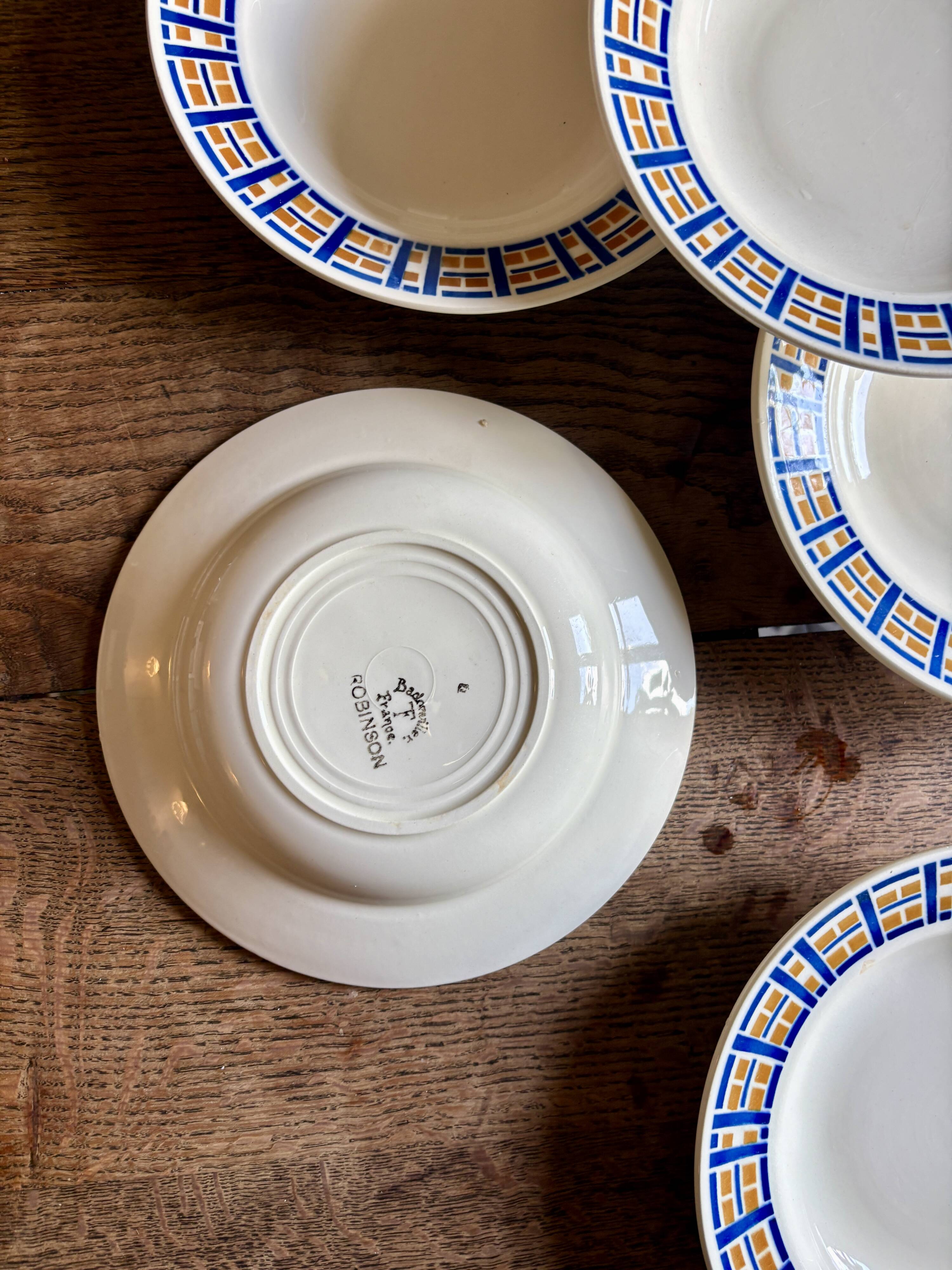 Set of 6 antique deep plates - Robinson de Badonvillier