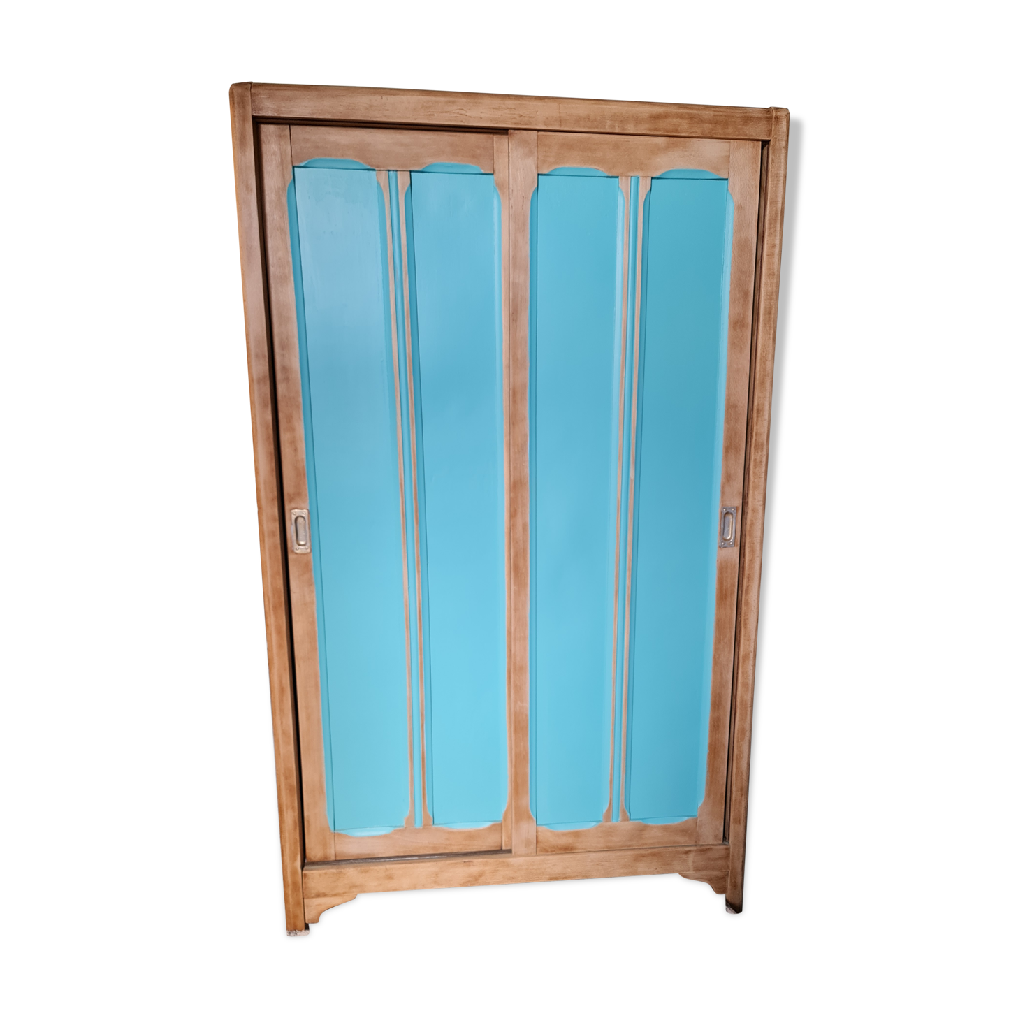 Parisian wardrobe door rising oak raw lagoon color raw interior ouate fabrics
