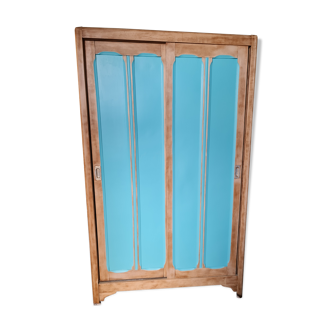 Parisian wardrobe door rising oak raw lagoon color raw interior ouate fabrics