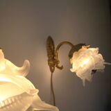 Pair of tanned sconces and glass paste