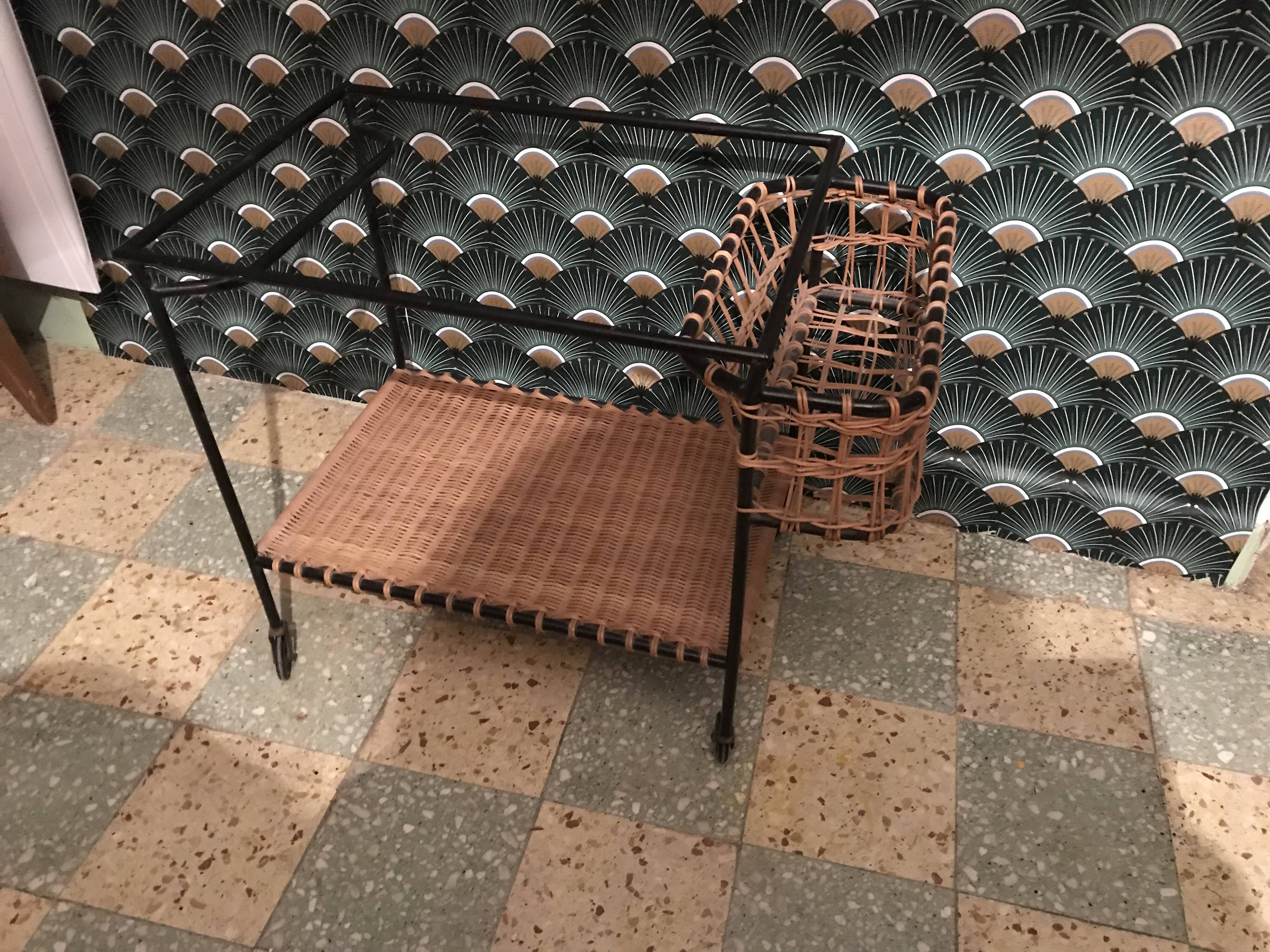 Vintage rattan wheeled dessert