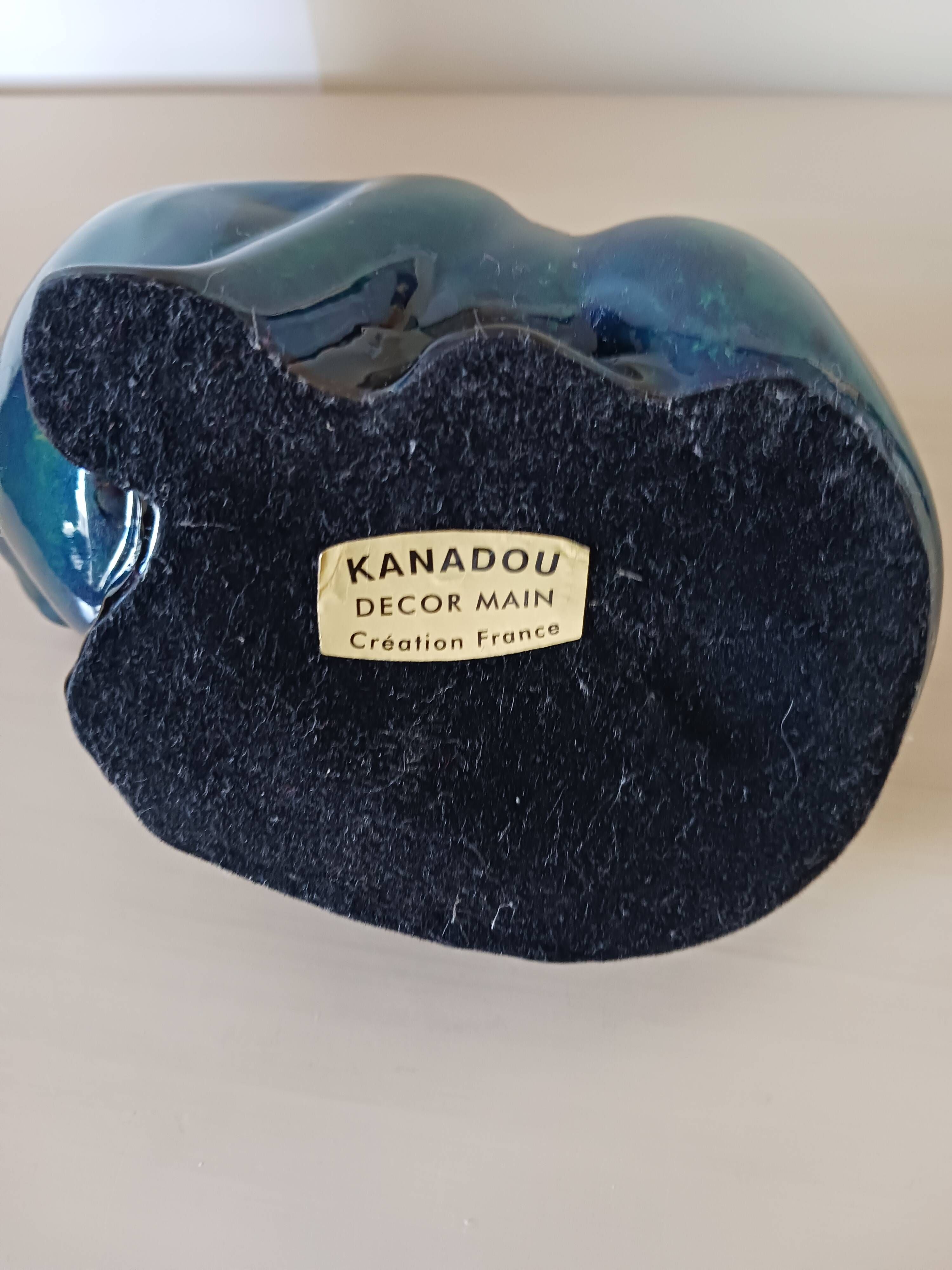 Blue ceramic cat, 1980s.