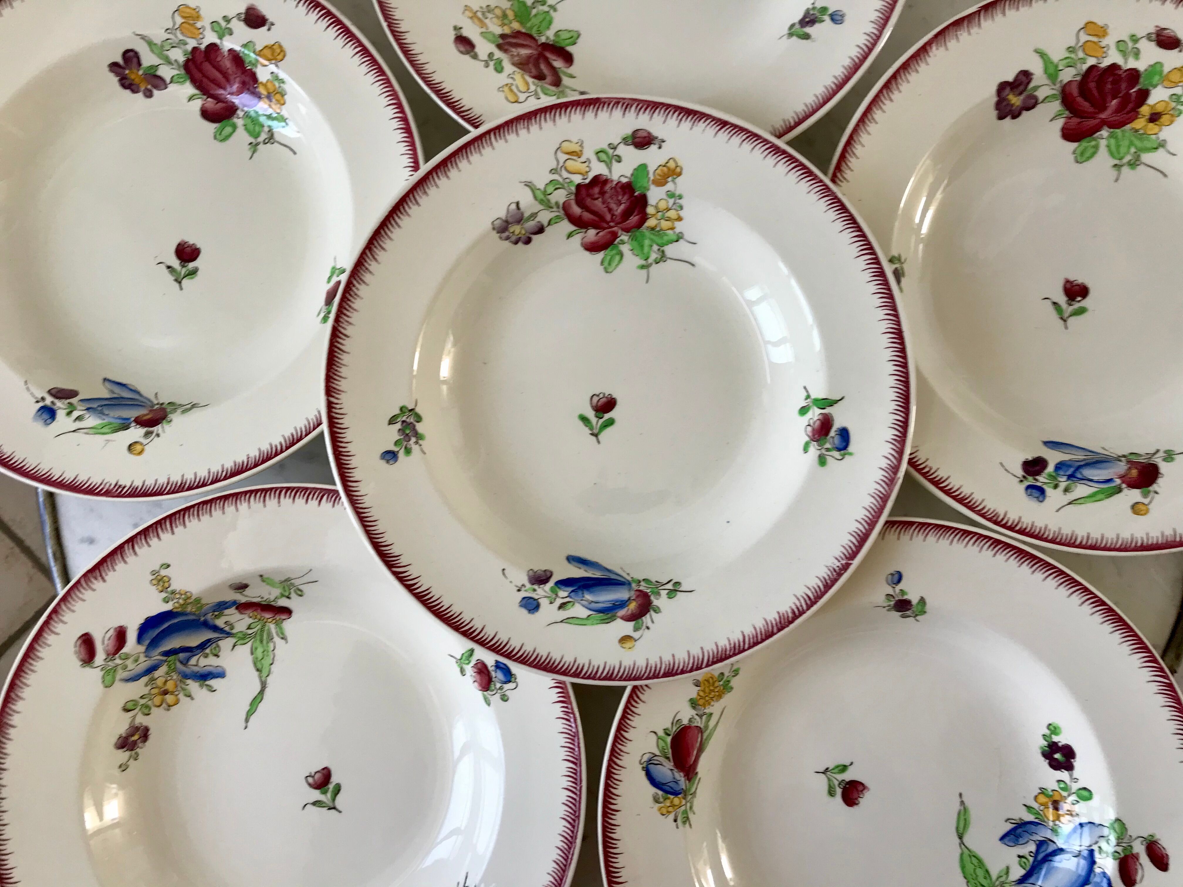 set of 6 Villeroy & Boch La Louvière soup plates, Belgian manufacture in Terre de Fer, early 20th century
