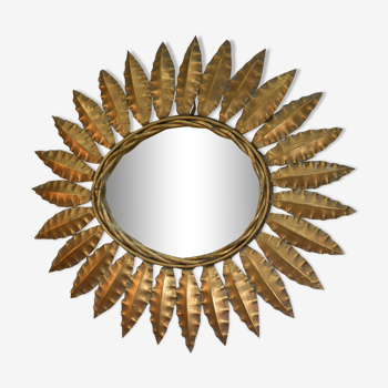 Vintage oval mirror in gold sheet 1960