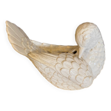Bird dove with flowers in white earthenware from the 60s