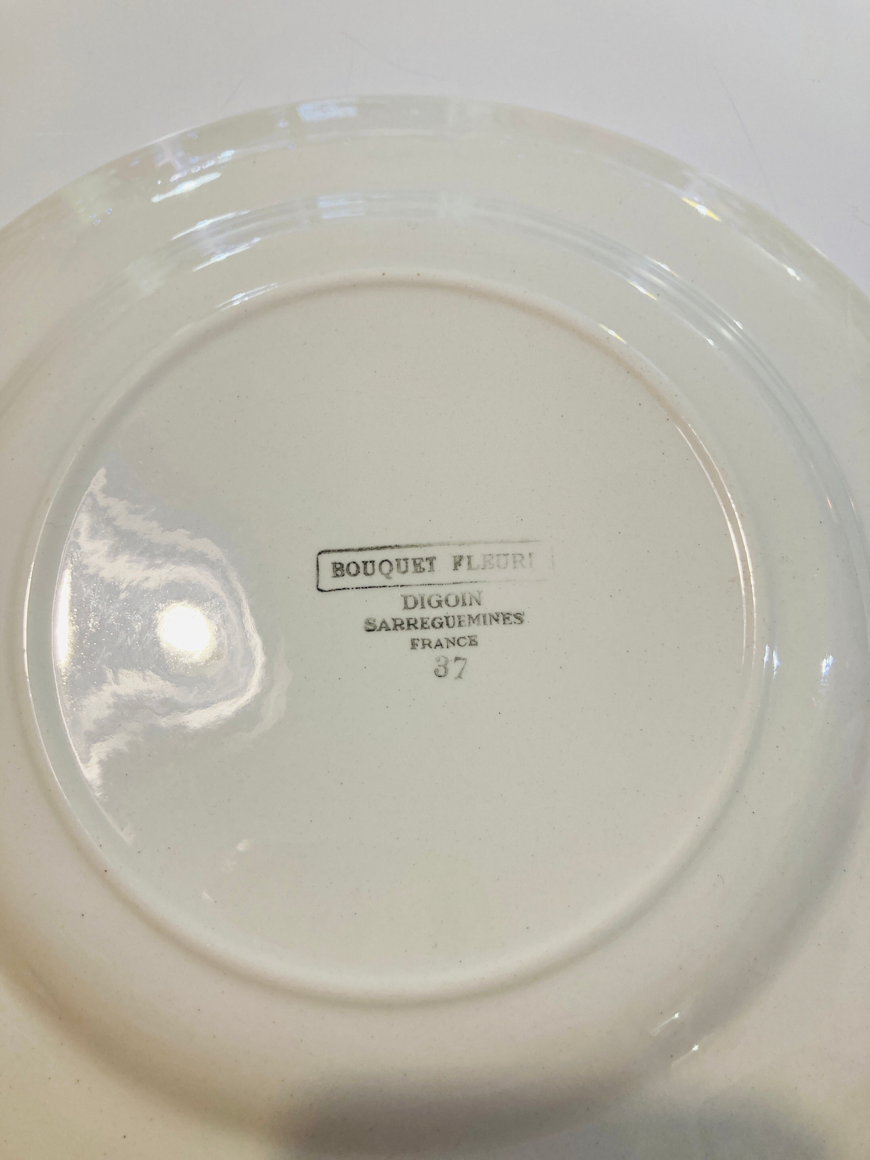 8 plates faience bordeaux-collection bouquet fleuri - digoin sarreguemines -retro-cuisine-vintage