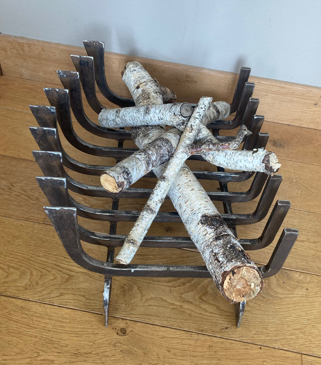 Large 19th century wrought iron log rack