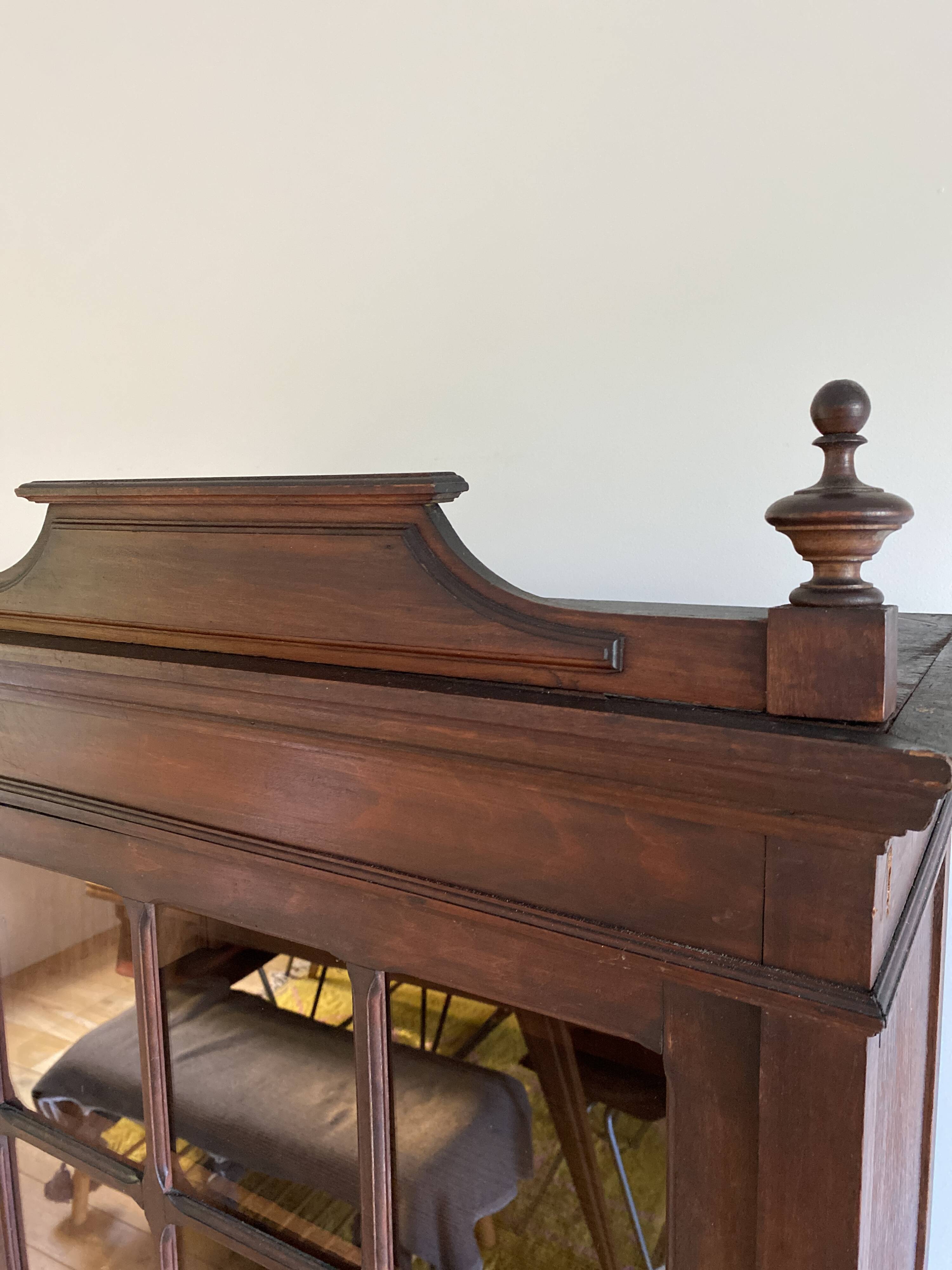 Parisian cupboard Bookcase Bonnetière glazed with small vintage tiles