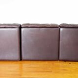 1970s brown leather modular sofa