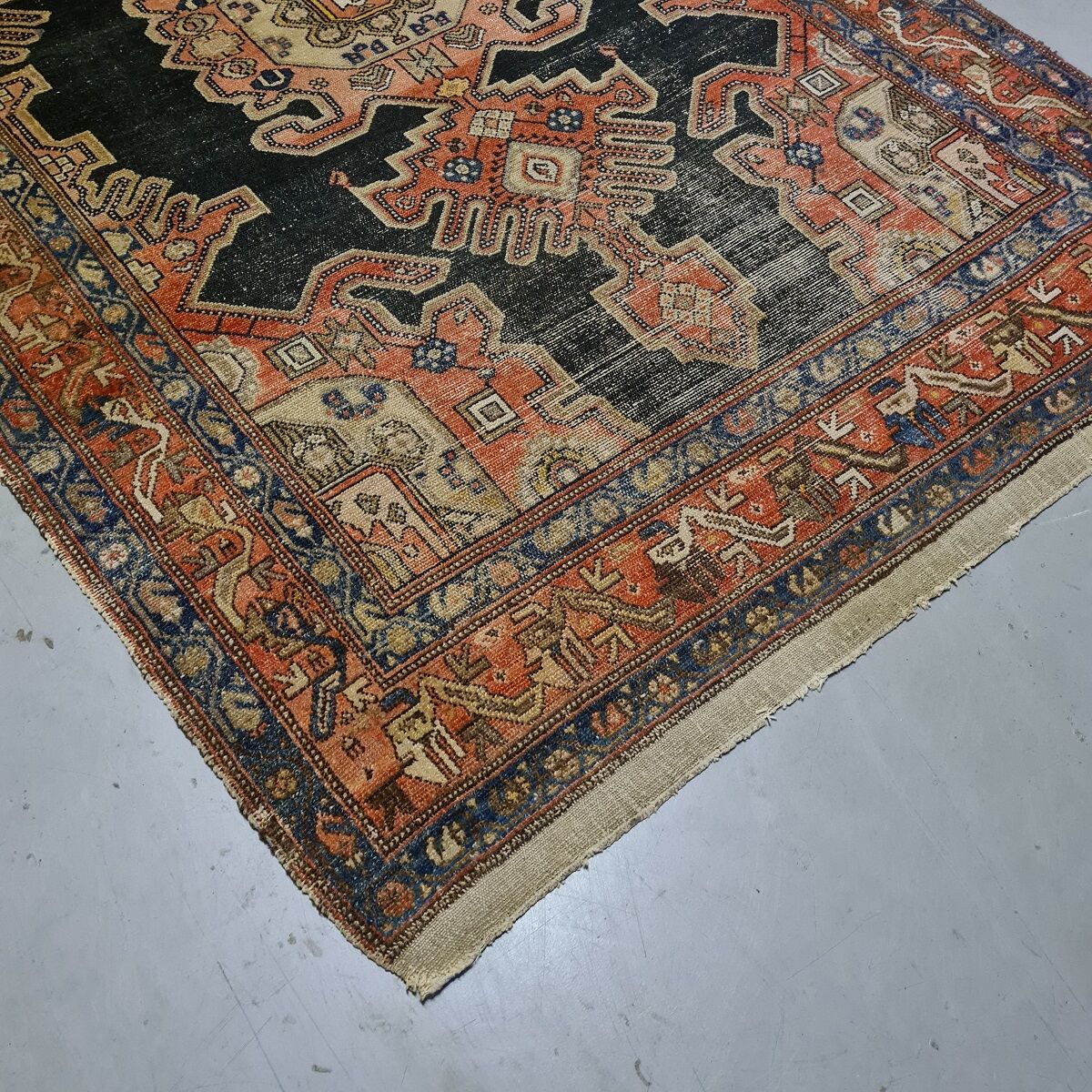 Persian Hand Knotted Wool Hamadan Carpet. Mid 20th Century.