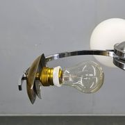 Czech Art Deco Chrome and Opaline Glass Chandelier, 1930s