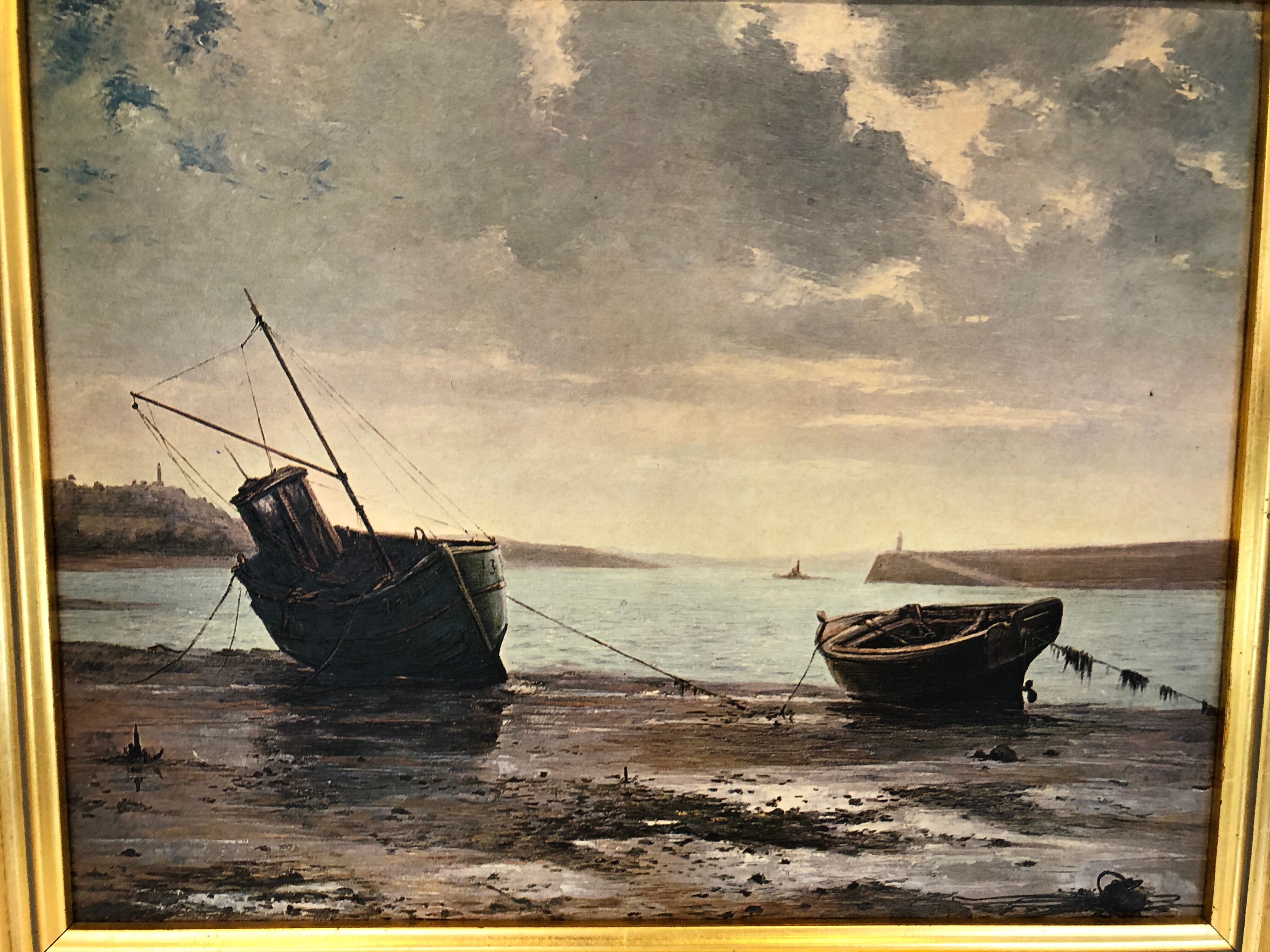 Oil on cardboard, seaside scene