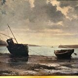 Oil on cardboard, seaside scene