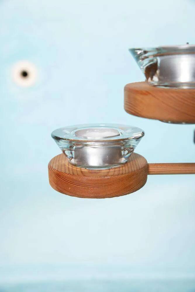 Bohemian chandelier, vintage Nordic pine