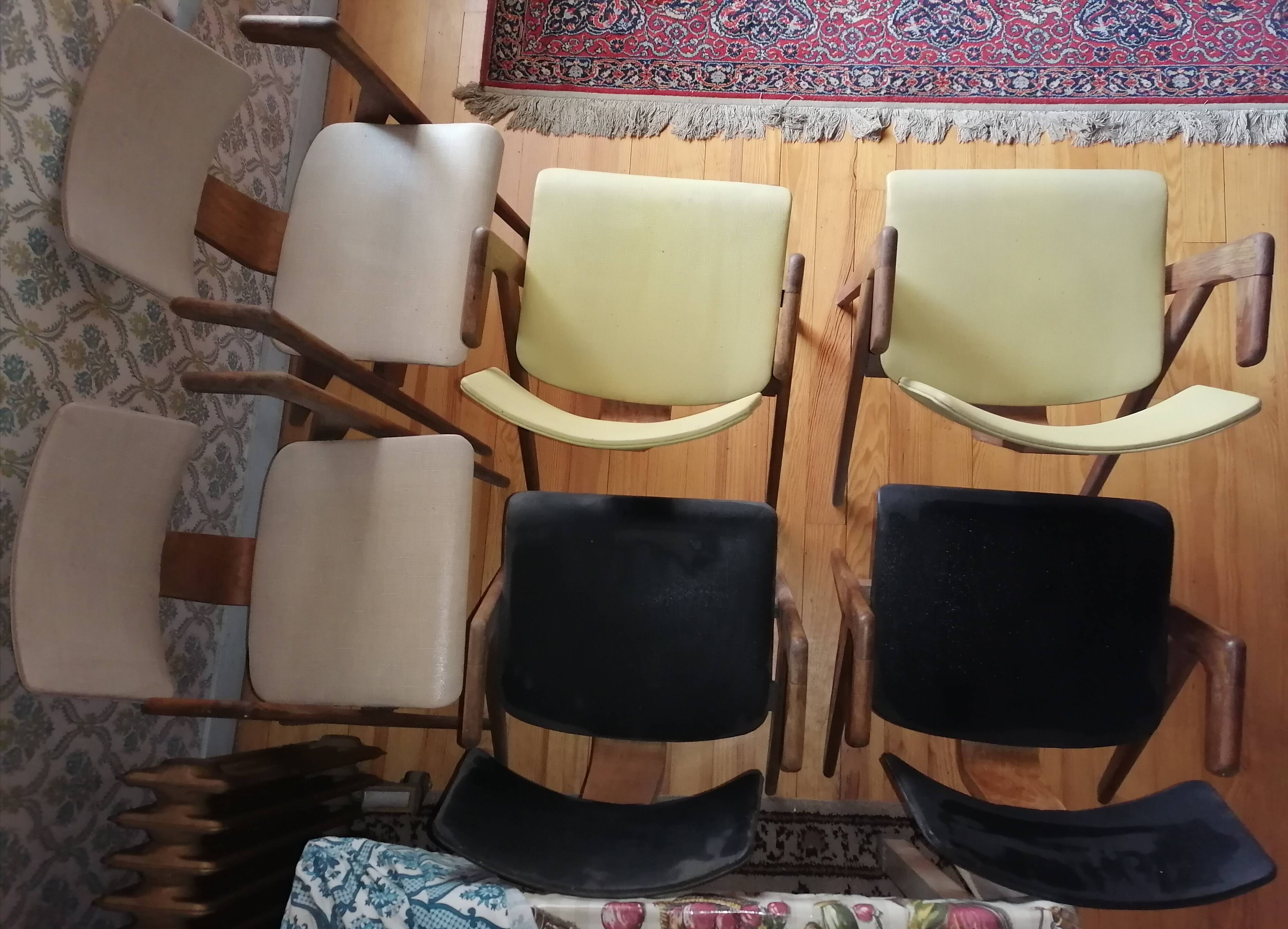 Set of 6 Hillestak Armchairs by designers Lucienne and Robin Day, Hill editions.