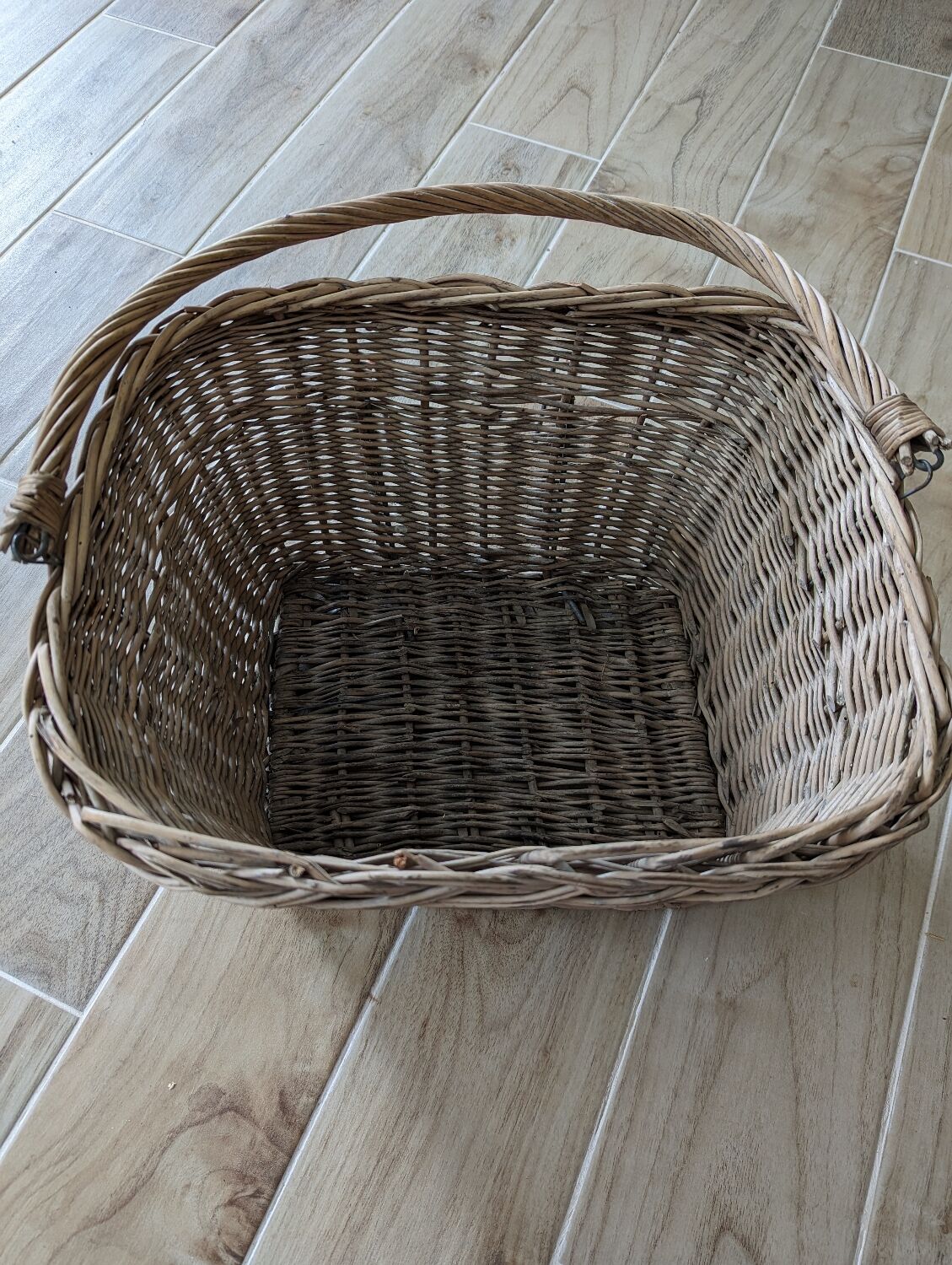 Antique wicker bike basket