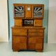 Vintage wooden wardrobe / display cabinet with Art Deco accents