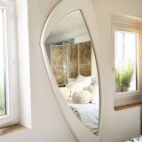 Dismantled Space Age XXL wall mirror in lacquered wood. France, 1970s.