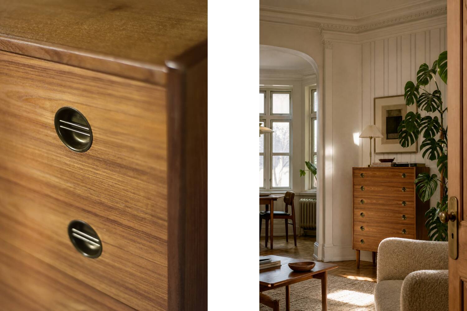 Commode haute en teck vintage danois moderne du milieu du siècle