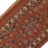 Antique Persian Turkmen Rug Handwoven Rust Wool Oriental Area Rug- 43x82cm