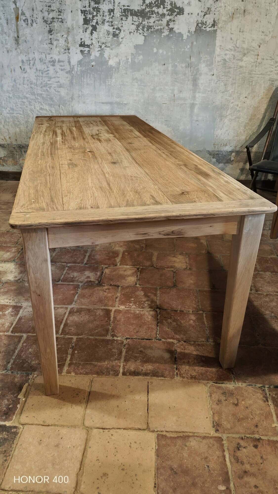 Solid oak farmhouse table "brut" 247x89, top "chocolate oak"