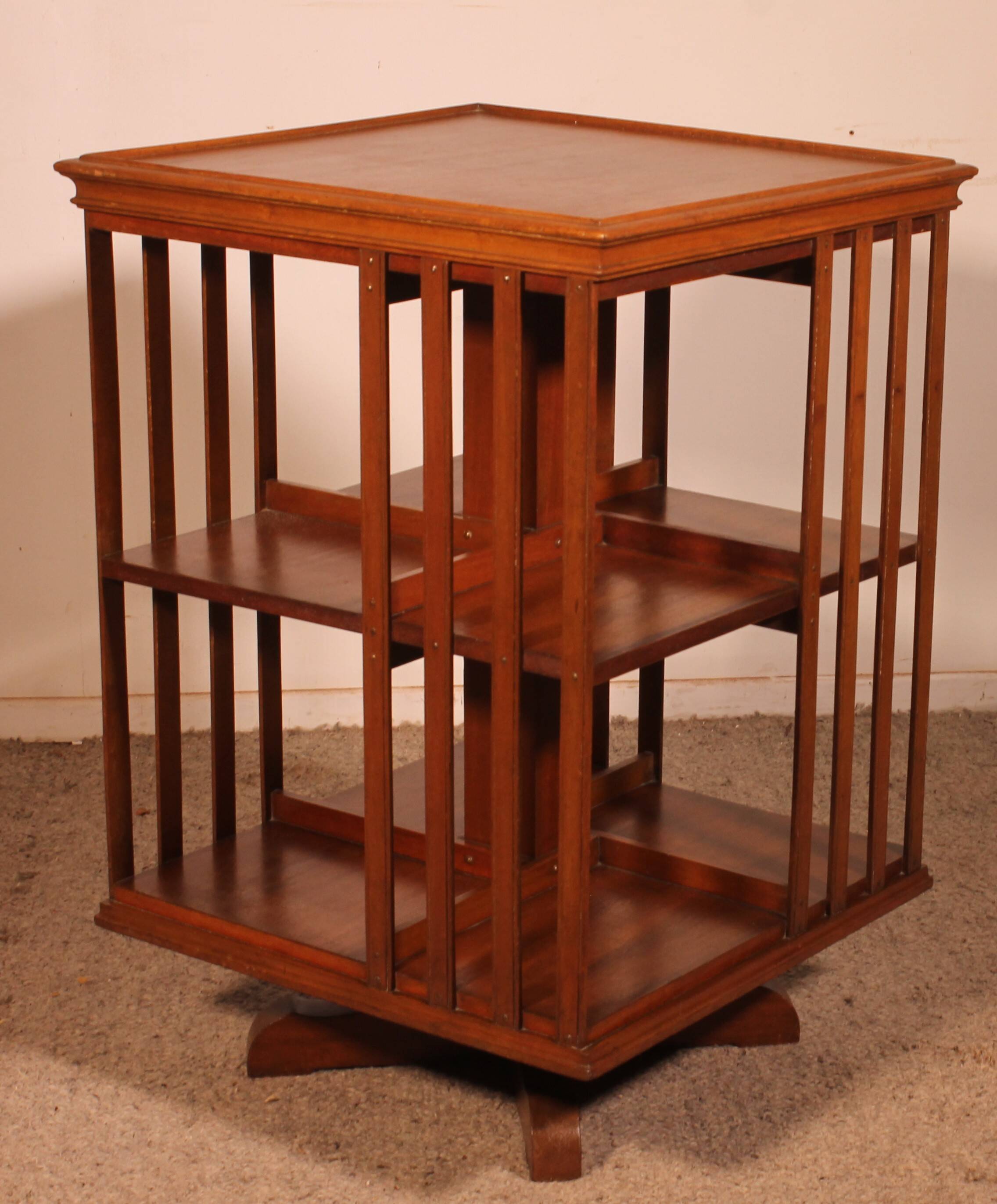Rotating library in blonde mahogany