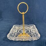 Empty serving dish golden pocket and glass mold vintage crystal way