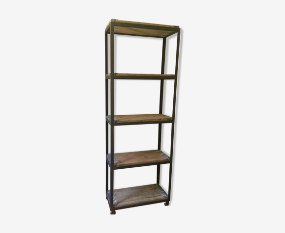 Industrial Wood And Iron Shelf Selency, Franklin 5 Shelf Narrow Bookcase